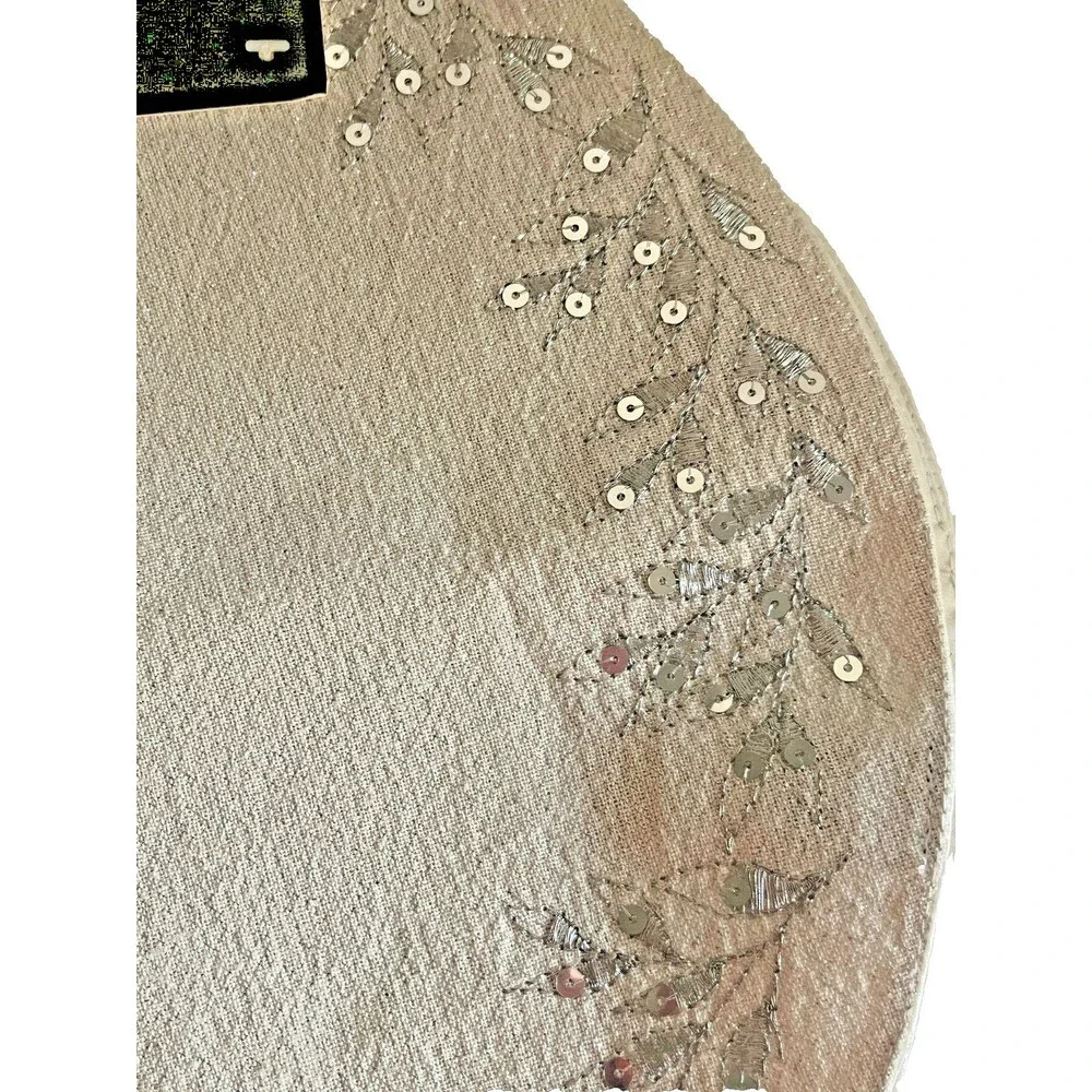 Isaac Mizrahi Christmas Placemats Set of 4 Embroidered Sequins Silver 15